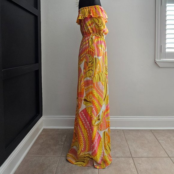EUC *Banana Republic Trina Turk Collection* Silk Strapless Cocktail Maxi Dress 8 - Picture 2 of 11